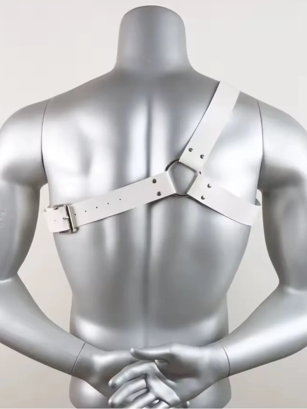 White Leather Chest Harness Strap for Men - New